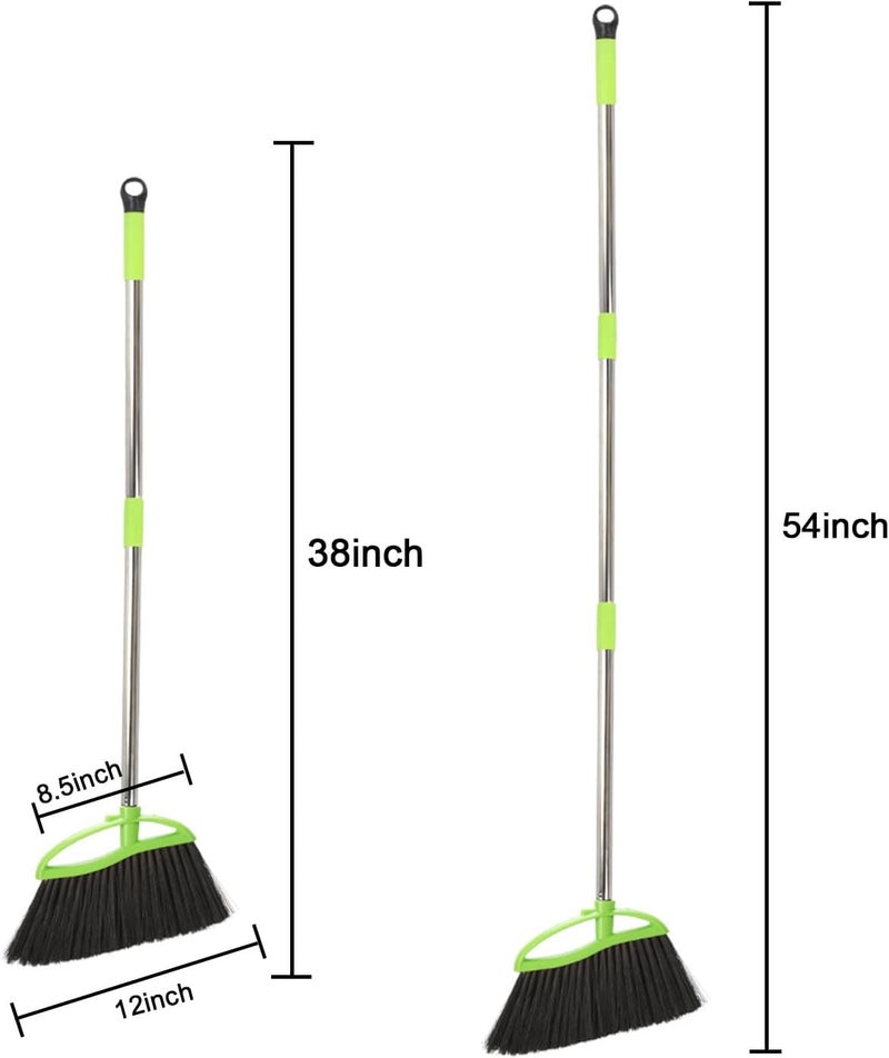Dodifker Soft Bristles Green Angle Broom Long Handle Indoor Broom for Hardwood Floor Sweeping Floor Cleaning Broom - Image 2
